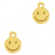 Colgante metálicos DQ smiley 10x8mm - Dorado